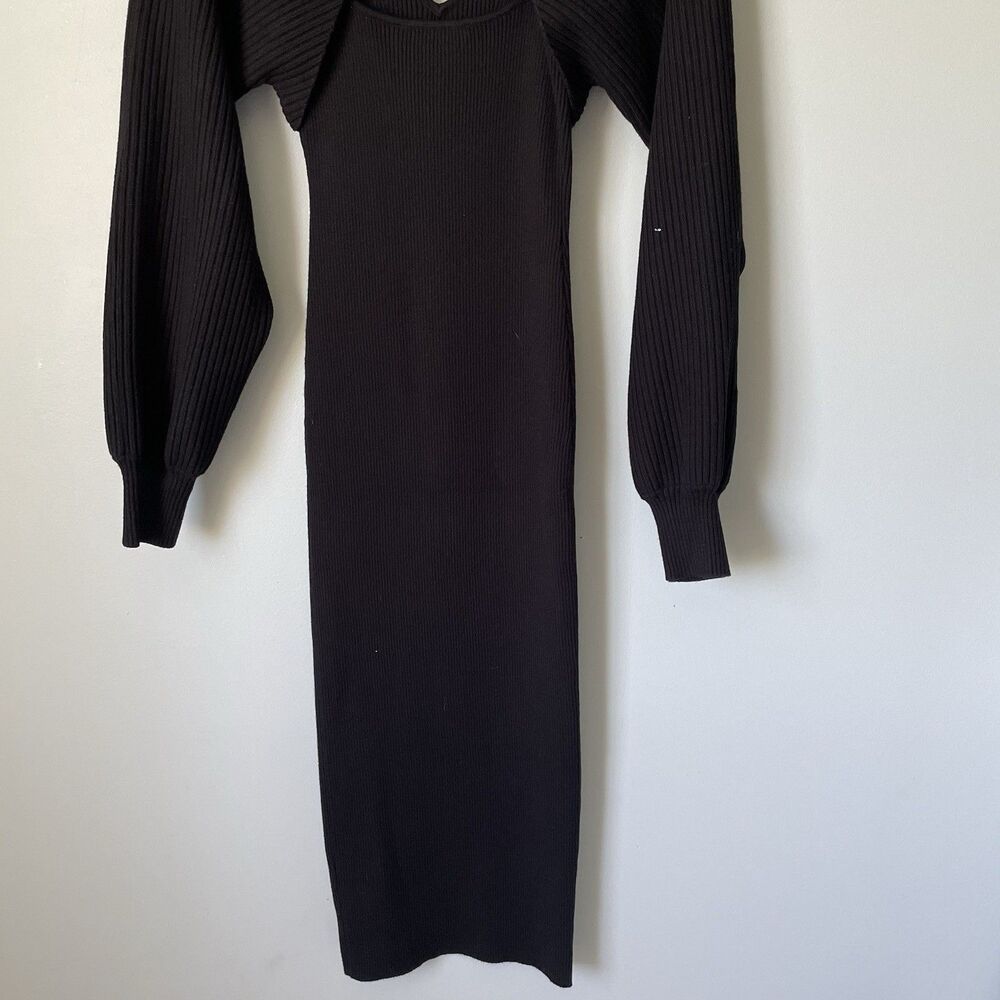 ASTR The Label Jodie Cutout Long Sleeve Knit Sweater Dress Ribbed Black Size Med - Picture 14 of 16